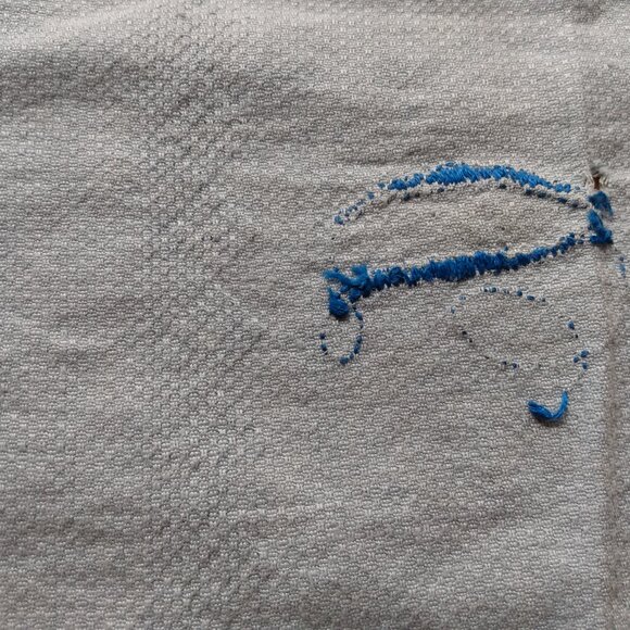 Vintage Monogram D Tea Towel Blue Embroidered Cloth Napkin Doily AS IS DAMAGED - Picture 8 of 13